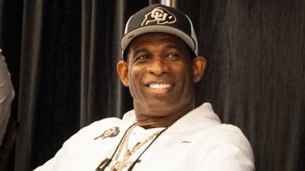 Colorado Buffaloes football coach Deion Sanders  at Media Day